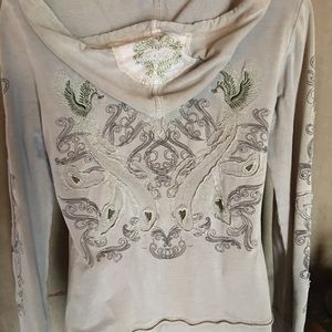 COPY - Zip down hooded sweatshirt. Taupe color. W…